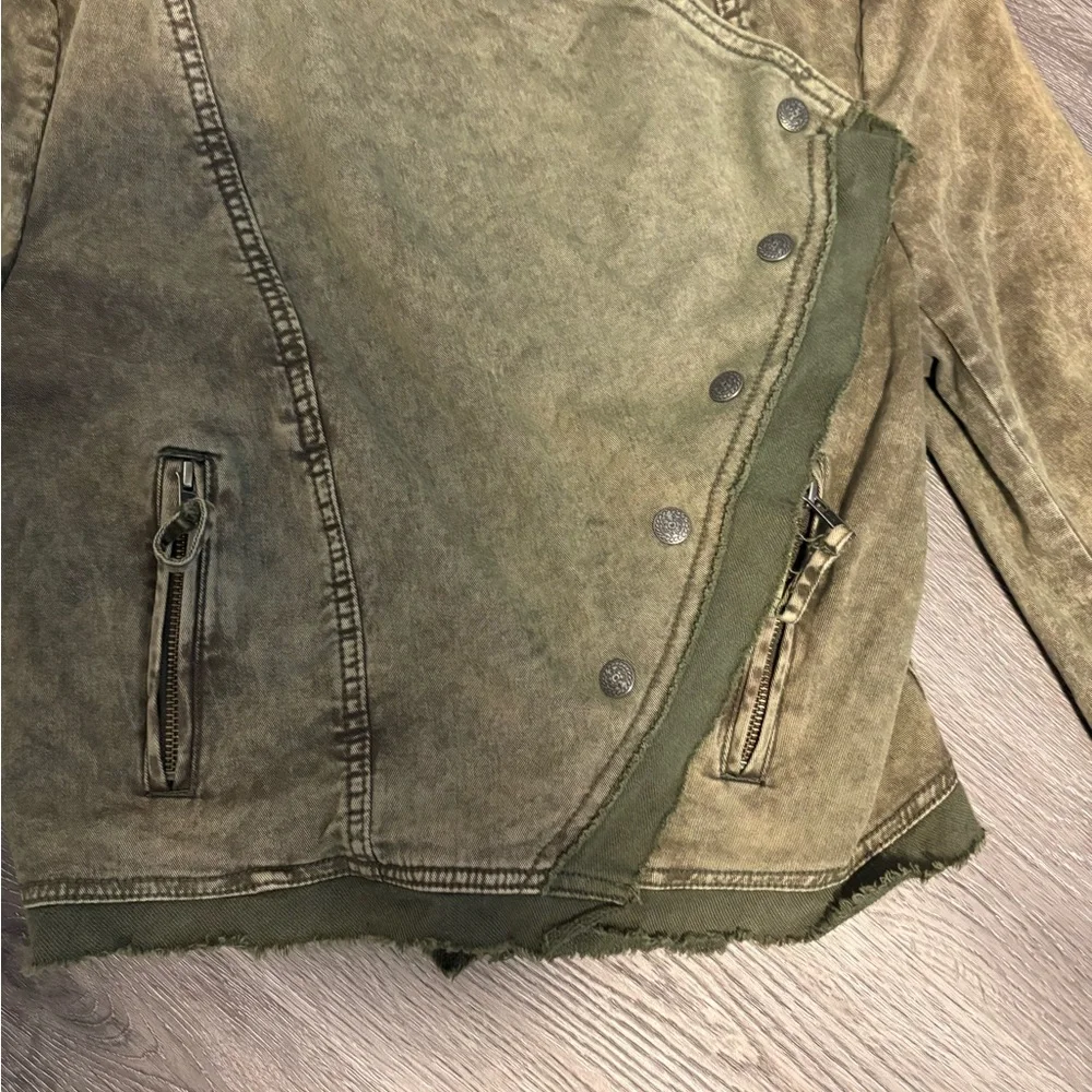 Free People Olive Green Asymmetrical Moto Jacket - Picture 8 of 10